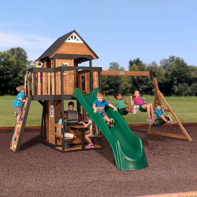 Backyard Discovery Swing Set With Playhouse Canyon Creek
