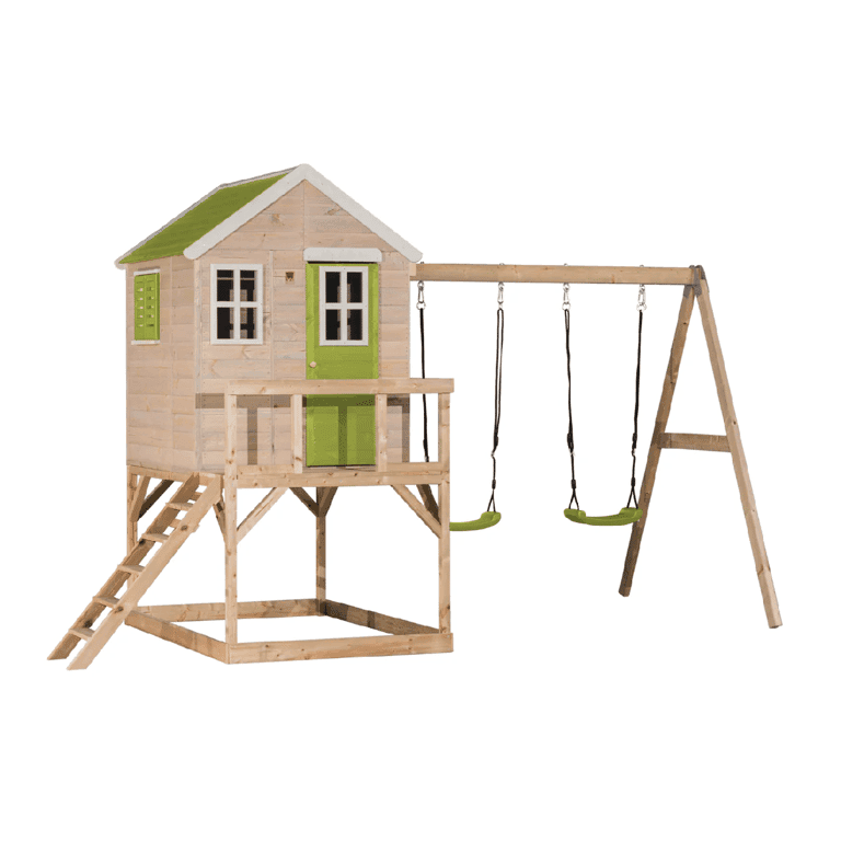 Wendi Toys My Lodge Balançoire avec Plateforme et Double Balançoire Citron Vert