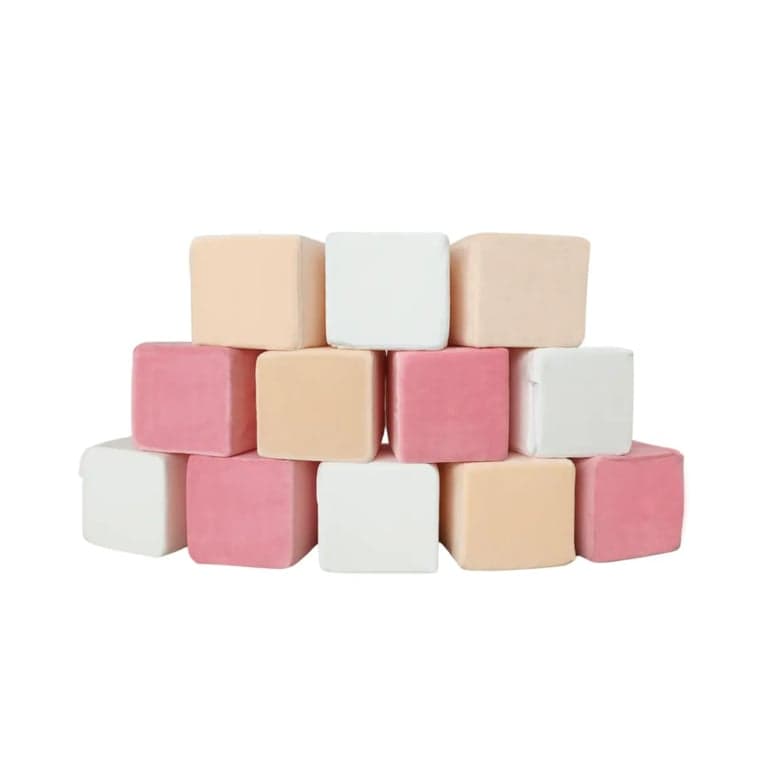 Wonder Space Plush Foam Blocks Square Pink/Beige/White