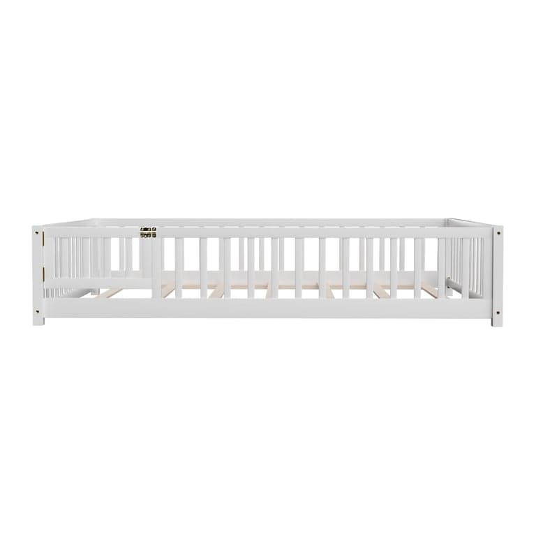 i-POOK Double Floor Bed With Rails and Slats White
