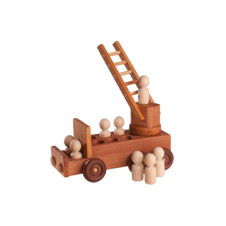 PoppyBabyCo Wooden Fire Truck Toy