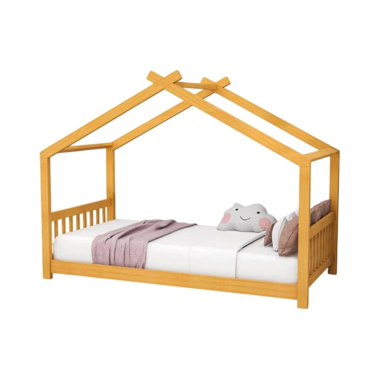 Harper Orchard Esman Twin Floor Bed With Headboard Natural