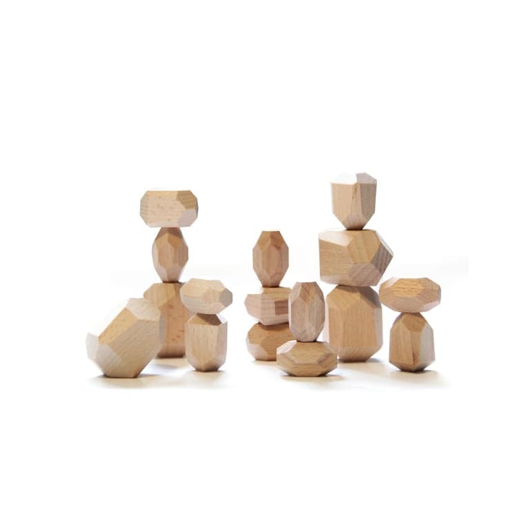 Green Walnut Stacking Rocks Sparrow Set of 16