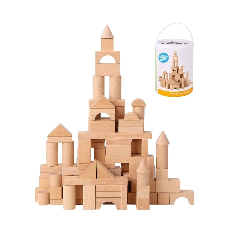 Pidoko Kids Wooden Building Blocks Natural