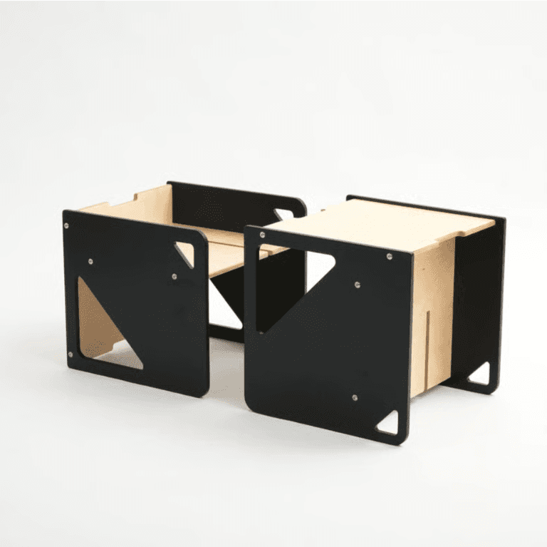 Duck Woodworks Shop Ensemble Table et Chaises Cube Noir