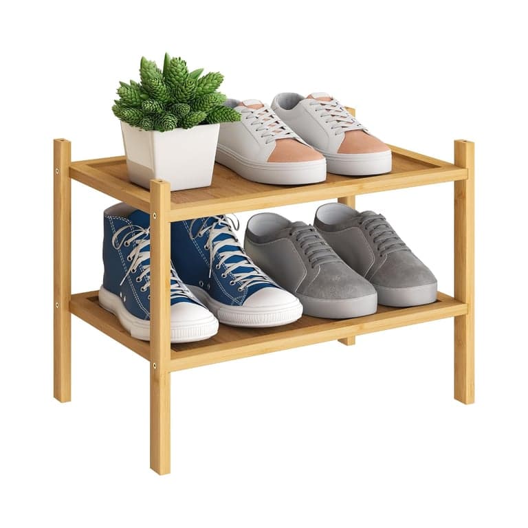 BMOSU 2-Tier Bamboo Shoe Rack
