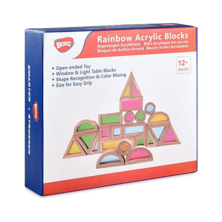 BOHS Wooden Rainbow Sensory Blocks 24 Pieces