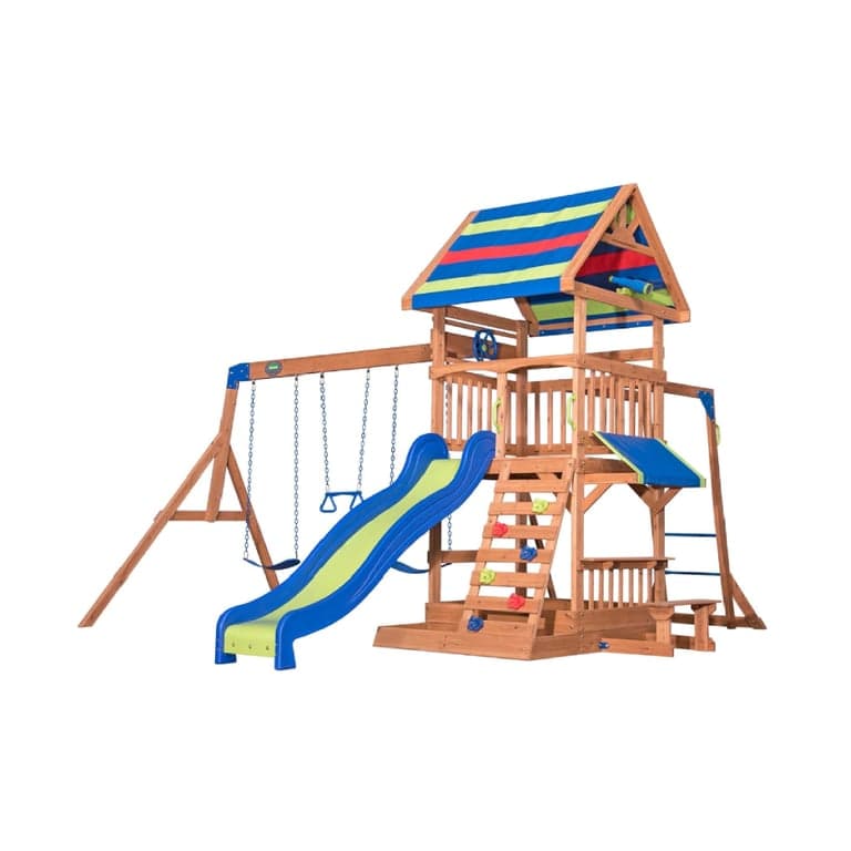 Backyard Discovery Beach Front All Cedar Wooden Swing Set Multicolor