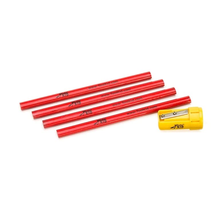 ToolKid™ Crayon de Charpentier (4 Pièces) pour Enfants avec Taille-crayon