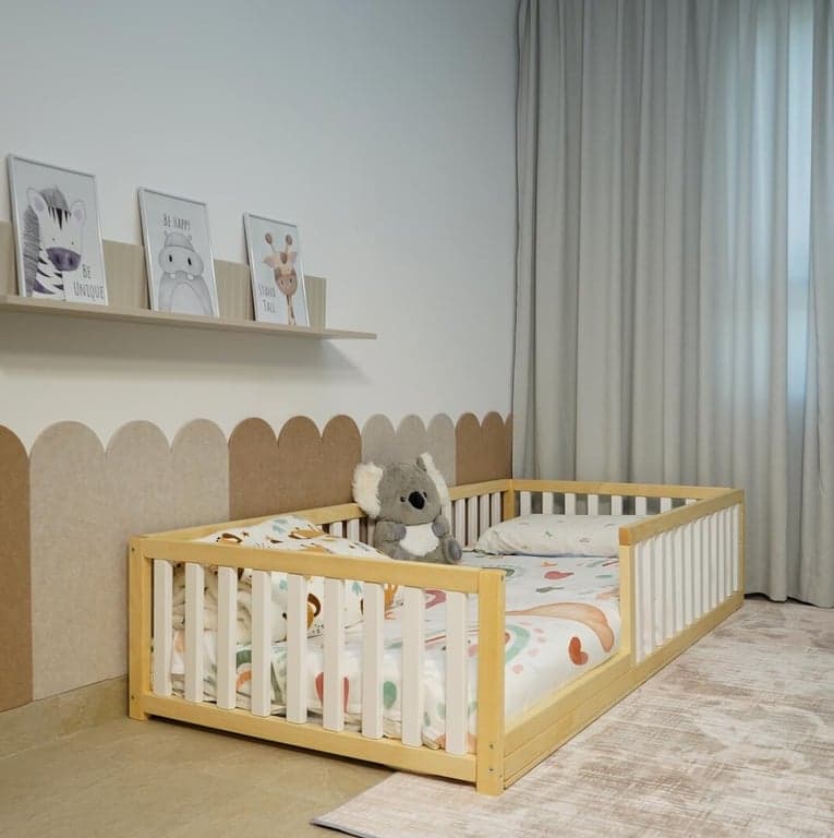 Eco Kids Universe Floor Bed With Rails Full Half White No Door
