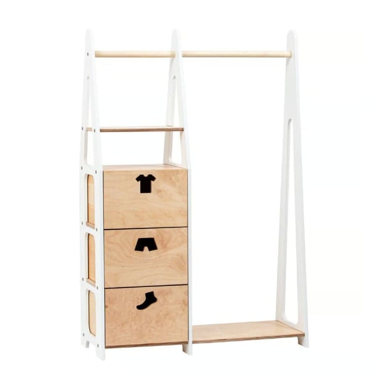 Duck Woodworks Penderie avec Compartiments à Vêtements et Tiroirs Blanc