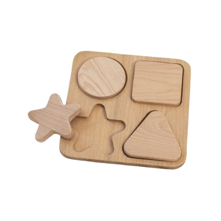 The Wood Cove Wooden Shape Puzzle Natural Raw Beech