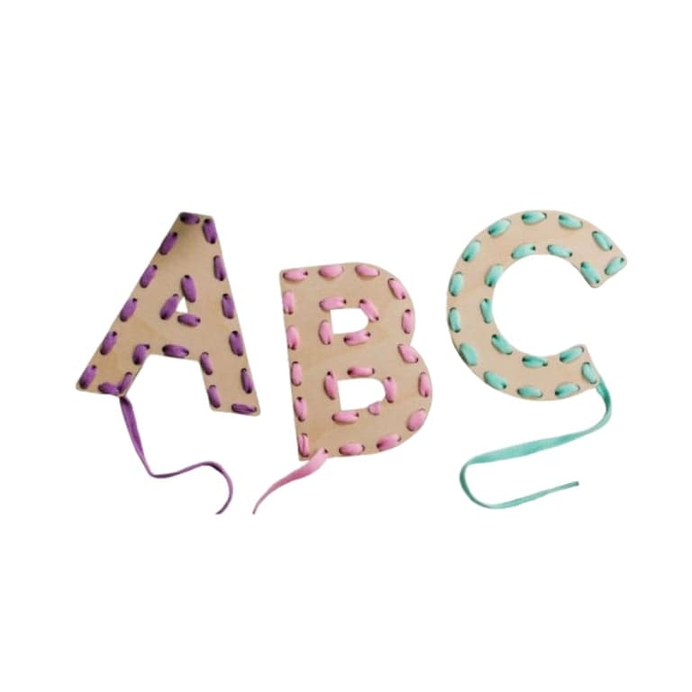 A Design For All Seasons Alphabet Lacing Board 3 Letters Pastel
