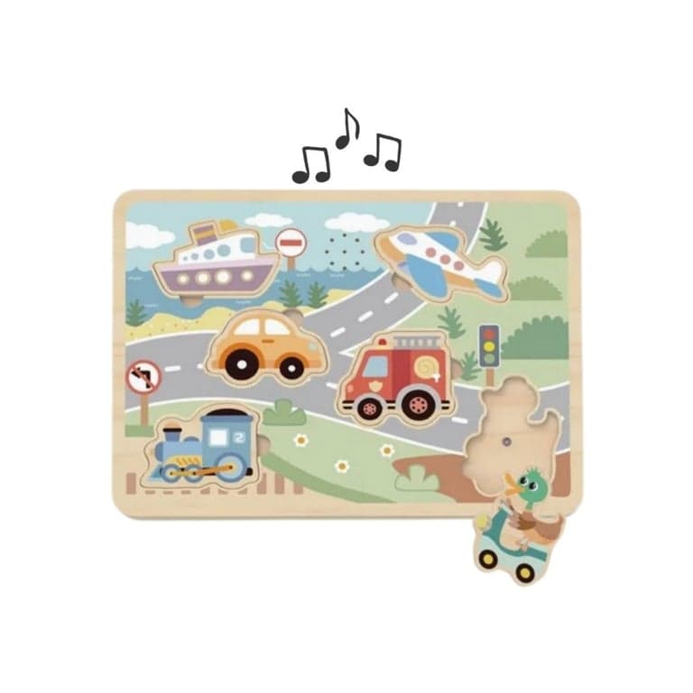 Tooky Toy Puzzle de Formes avec Sons Véhicules