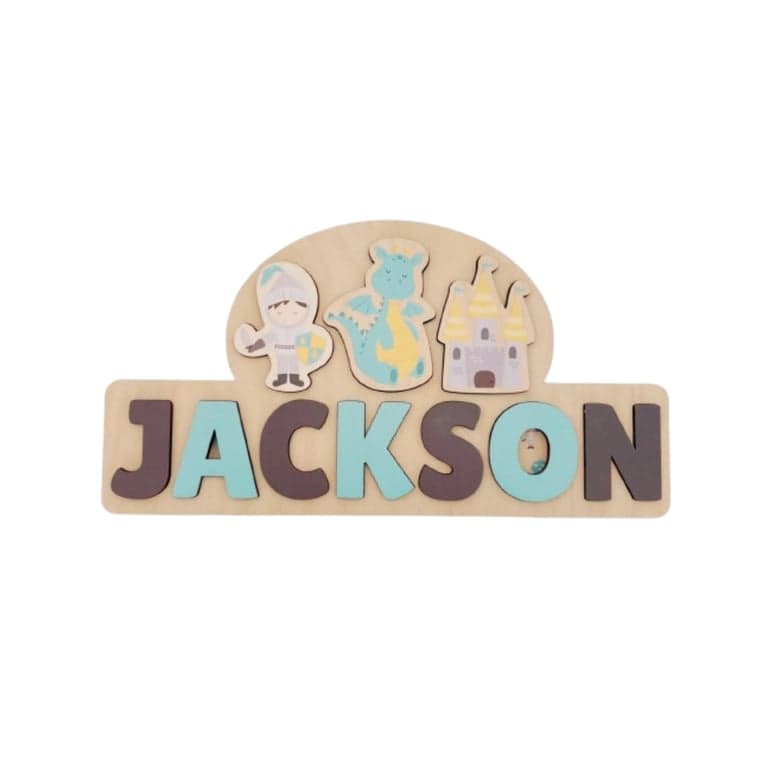 Vellamaes Wooden Name Puzzle 7 Letters Dragons