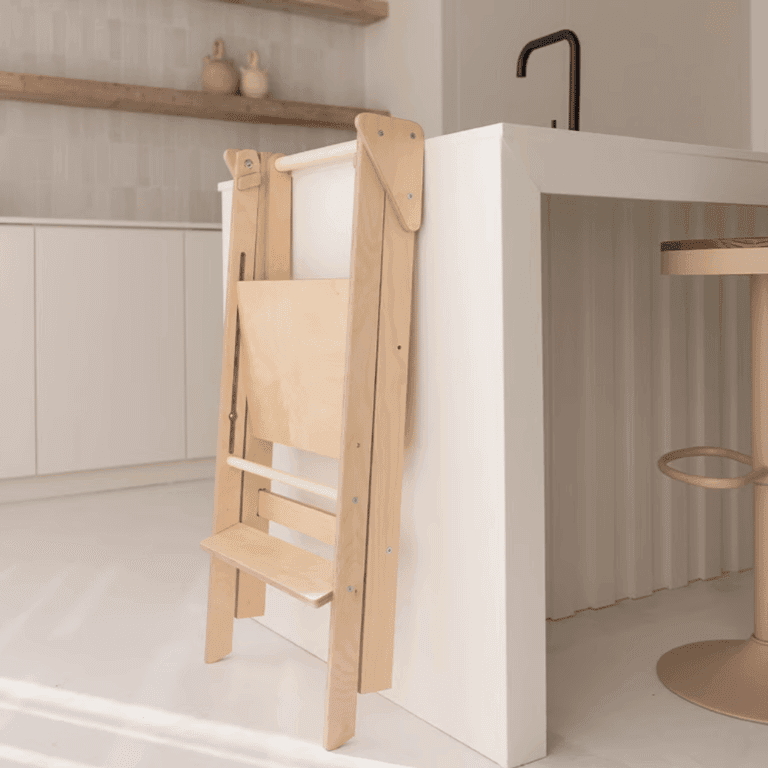 Jindl Tour d'Apprentissage Pliable et Réglable Bois Naturel