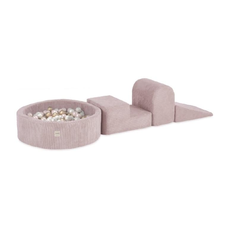 Nid en Peluche 3 Pièces Ensemble de Jeu Doux en Velours Côtelé avec Piscine Sèche Rose Clair