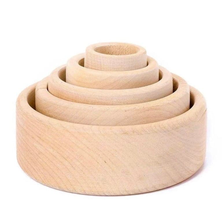 Di Little Corner 5 Pieces Wooden Stacking Bowls Unpainted
