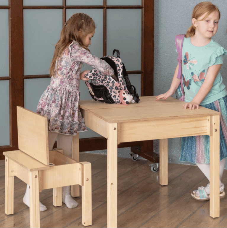 Family SCL Ensemble Table et Chaises avec Rangement Gain de Place Non Peint