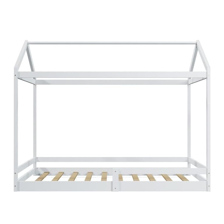 Oikiture Double Floor Bed With Slats White