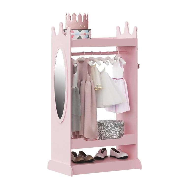 UTEX Kids Dress Up Storage With Mirror Pink
