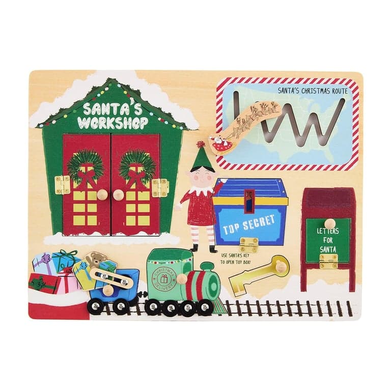 Mud Pie Kids Christmas Busy Board Santa Workshop
