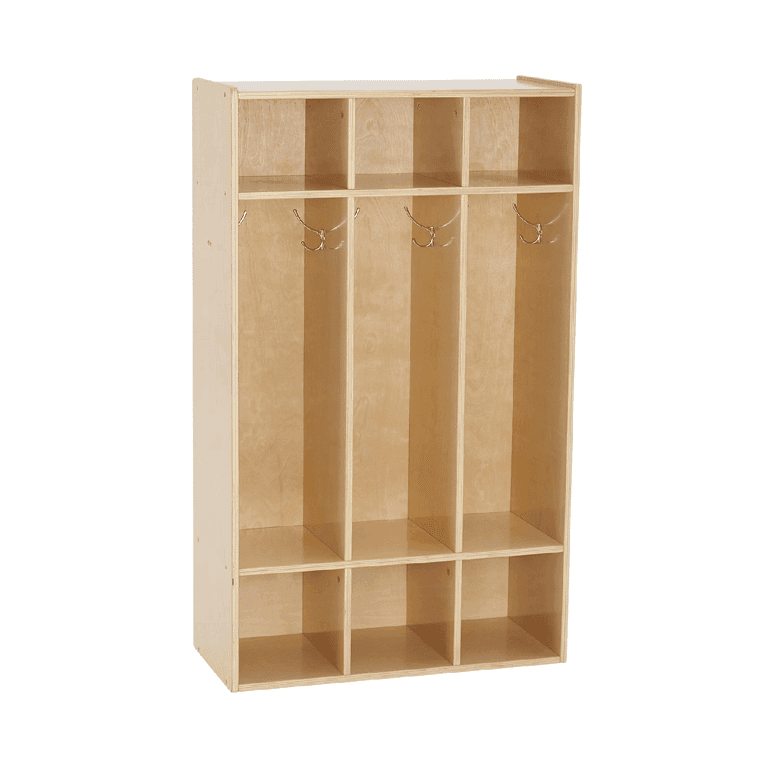 ECR4Kids Coat Locker Streamline 3-Section Natural