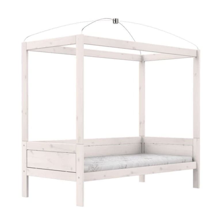 LIFETIME Kidsroom Lit à baldaquin à quatre montants Whitewash Deluxe 90x200 cm
