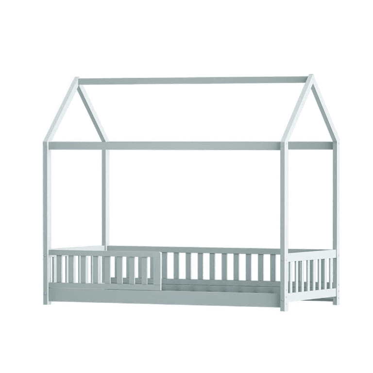 Artiss Single House Shaped Floor Bed With Rails Gray