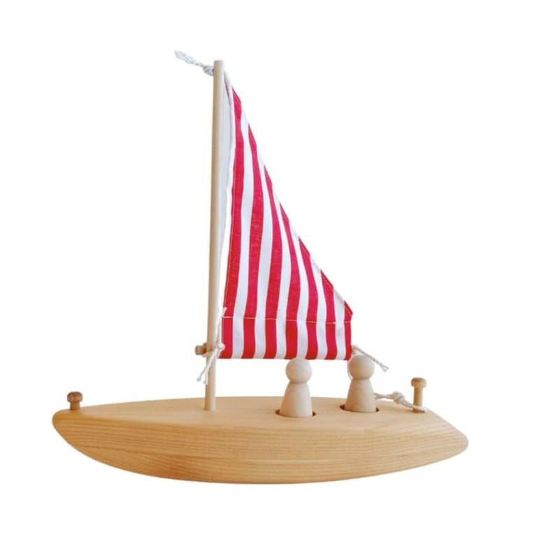 Bella Luna Toys Wooden Toy Sailboat Red & White