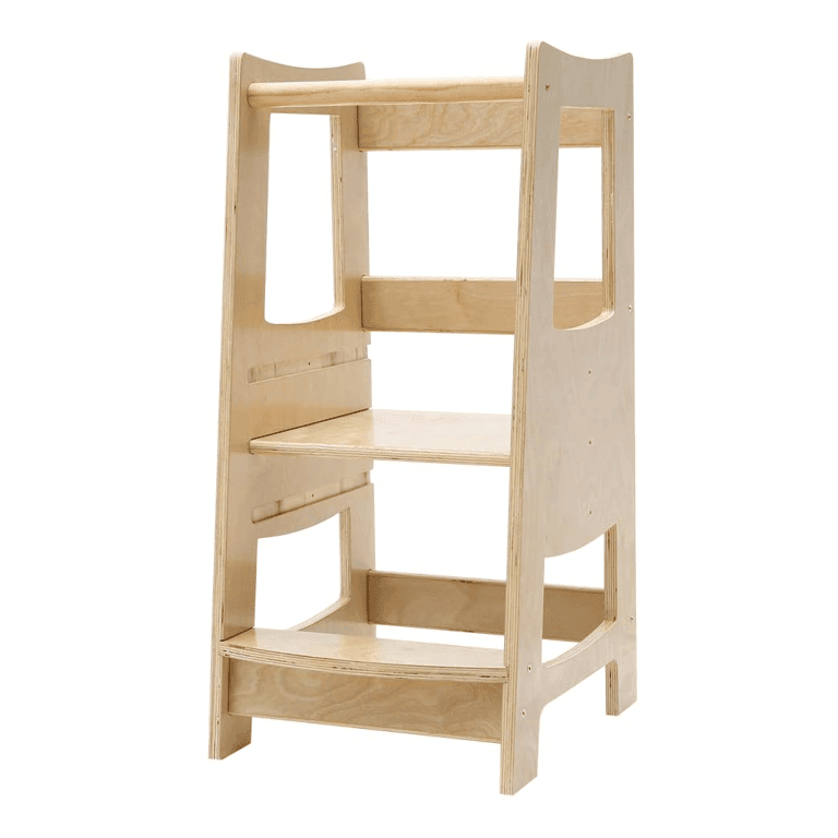 EGREE Toddler Kitchen Step Stool With Safety Rail Natural
