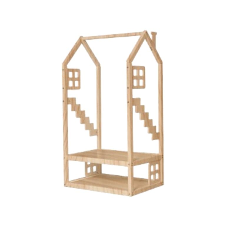 BusyWood Kids Clothing Rack With Windows Natural