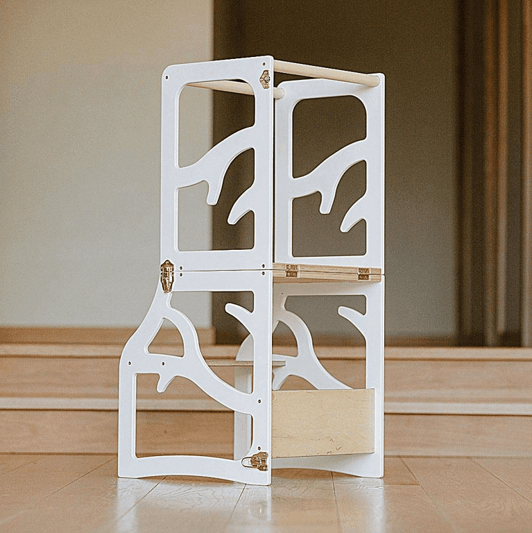Weco Tour de cuisine design 3-en-1 avec tabouret marchepied blanc