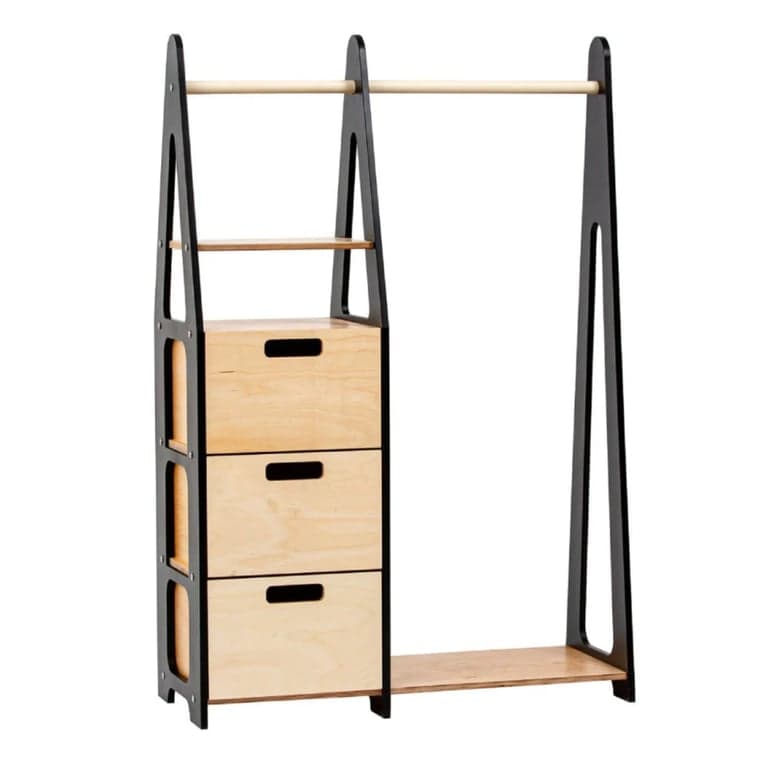 Duck Woodworks Clothing Rack With Rectangular Holes Drawers Black 