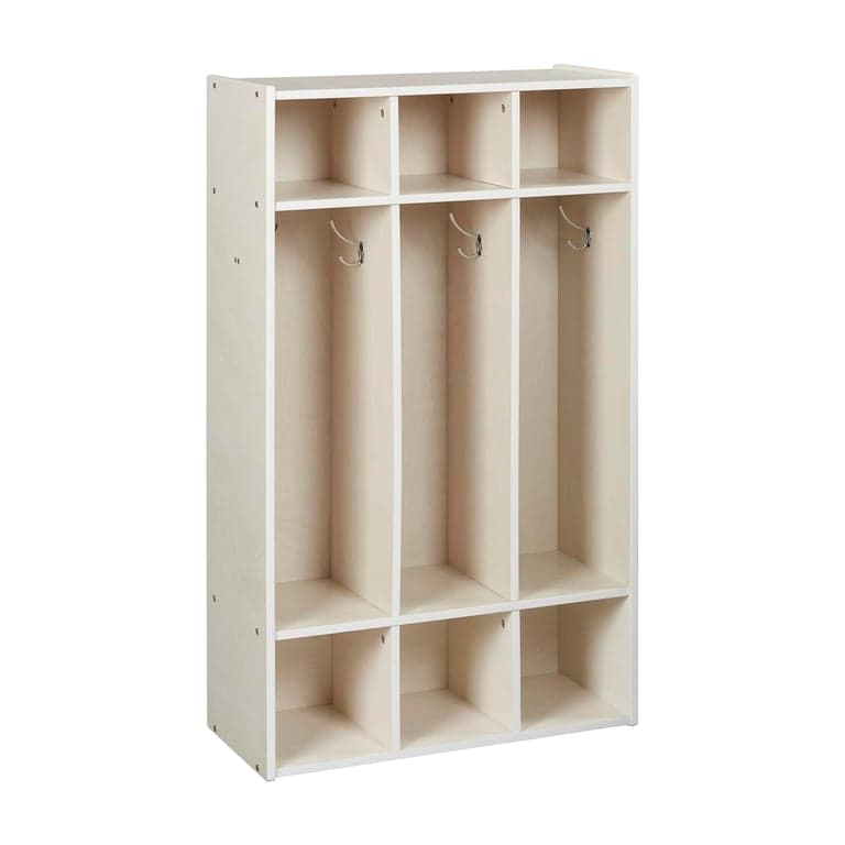 ECR4Kids Coat Locker Streamline 3-Section White Wash