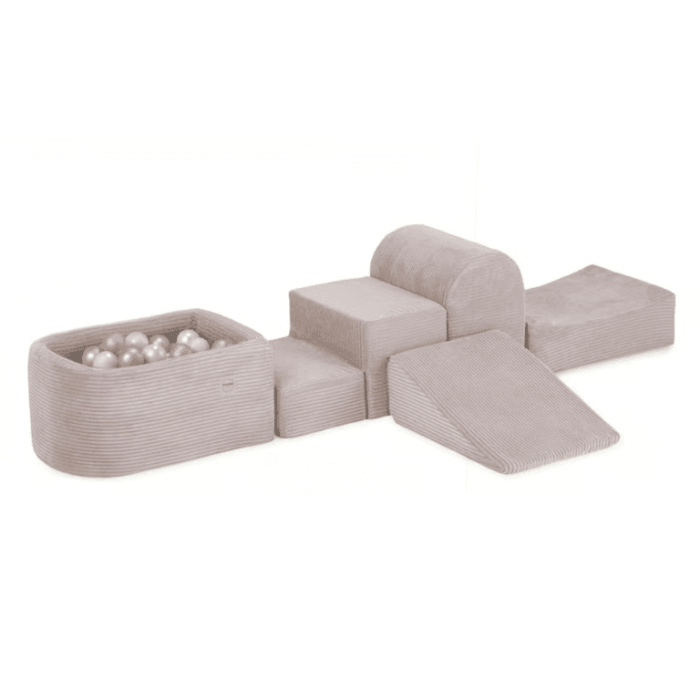 Nid en Peluche Mini Velours Côtelé Ensemble de Jeu Doux avec Balles Rose Clair