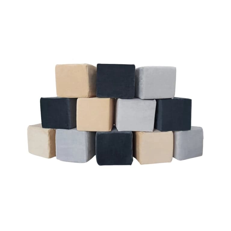 Wonder Space Plush Foam Blocks Square Gray/Beige/Blue