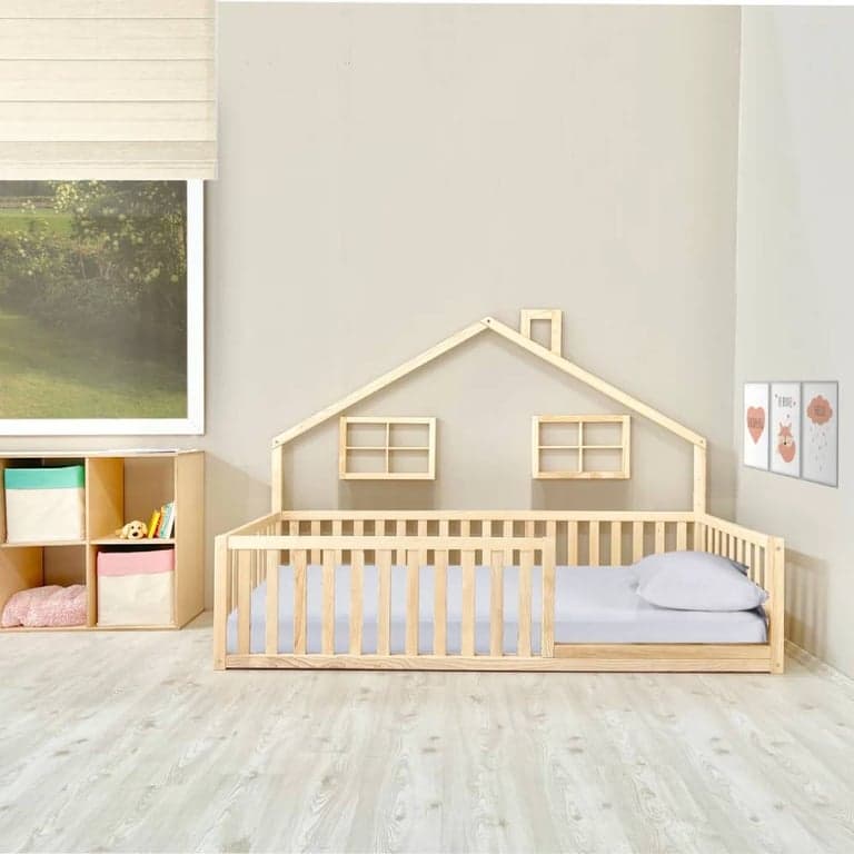 Simre Home Living Floor Bed House Frame With Rails Twin