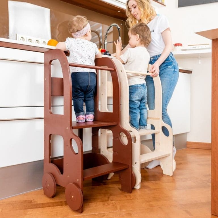 Family SCL Adjustable Car Toddler Tower Natural Not Painted