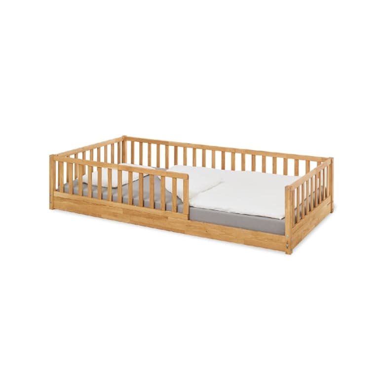 Pinolino Lit au Sol avec Barrières Eik 90 x 200 Chêne Huilé