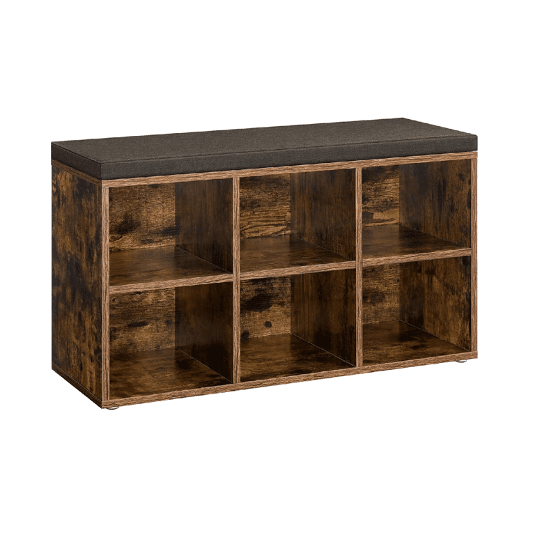 Vasagle Shoe Bench With 6 Adjustable Compartments Rustic Brown