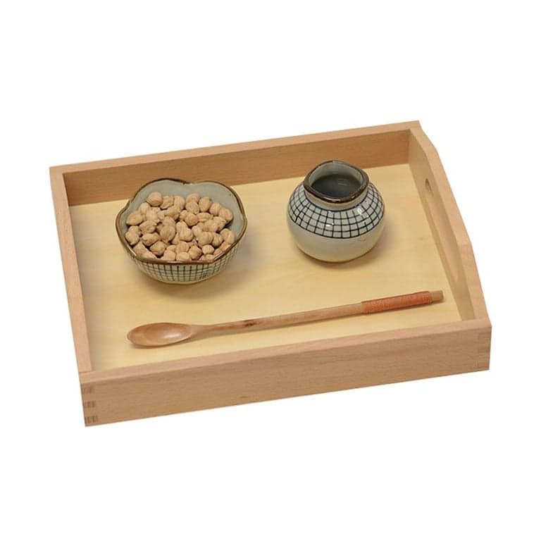Kid Advance Montessori Set of Bean Transfer Using A Long Spoon