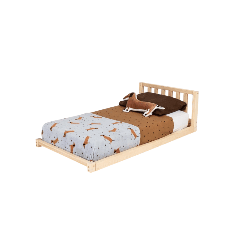 Sweet HOME From Wood Twin Floor Bed With Headboard Pine Wood