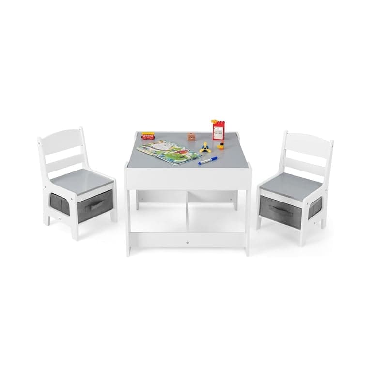 Honey Joy 3-in-1 Kids Table & Chair Set Gray