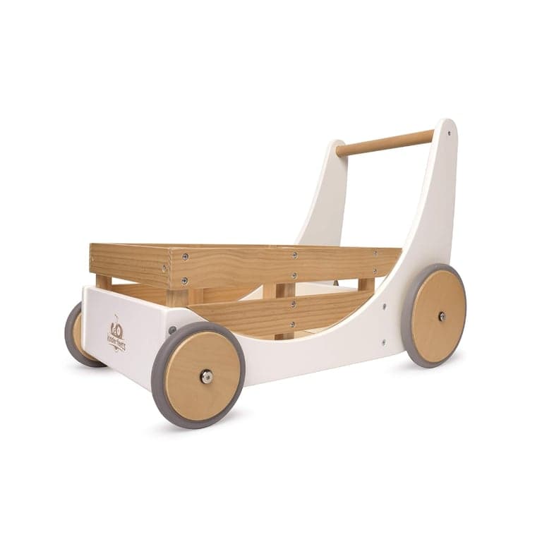 Kinderfeets Wooden 2-in-1 Cargo Walker & Wagon White