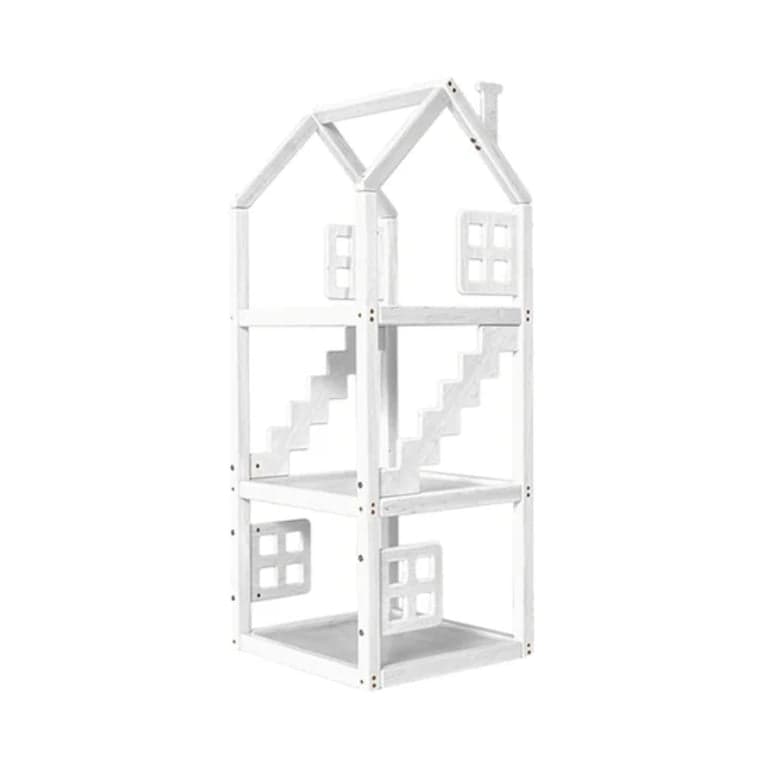 BusyWood Wooden House Shelf With Windows White