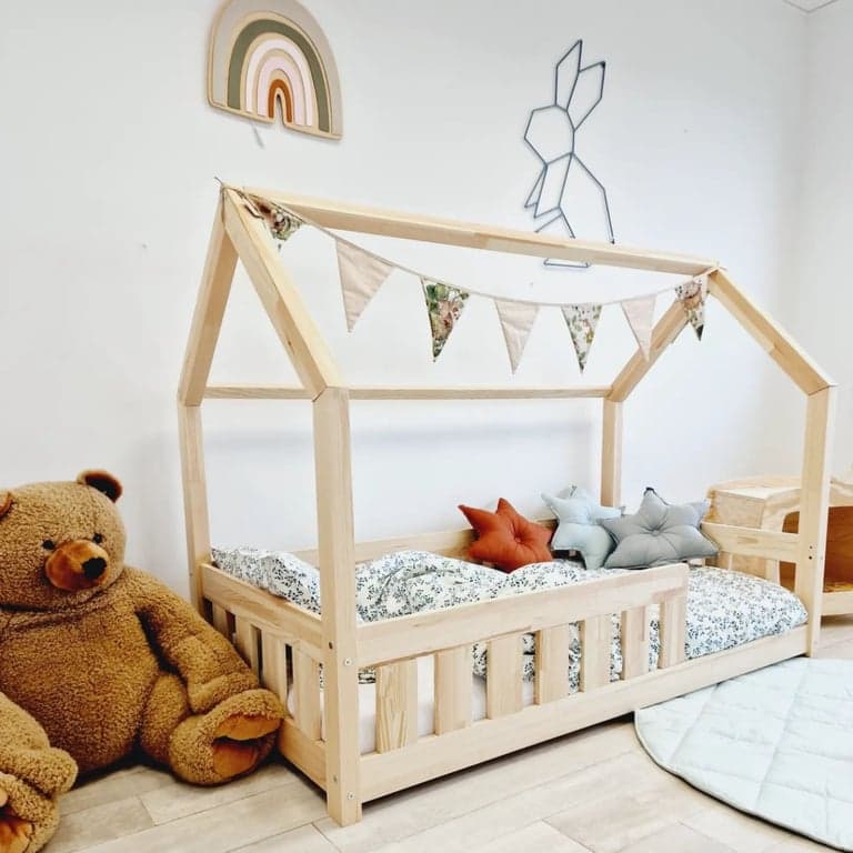 Mia&Lou Lit Maison Avec Barrière Lily Naturel 90 x 200 cm