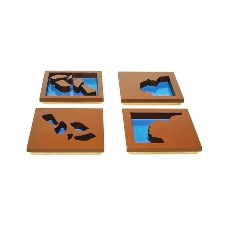 Alison's Montessori Wooden Land and Water Form Trays Premium Quality Set 2
