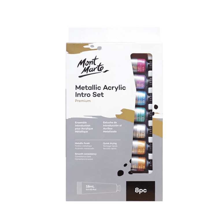 Mont Marte Metallic Acrylic Paint Intro Set 8pc x 18ml