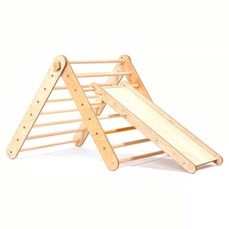 Duck Woodworks Triangle d'escalade avec Toboggan Naturel en Bois